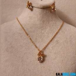 نیم ست استیل پروانه ای نگین دار
