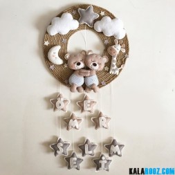 آویز حلقه نمدی خرس و ستاره